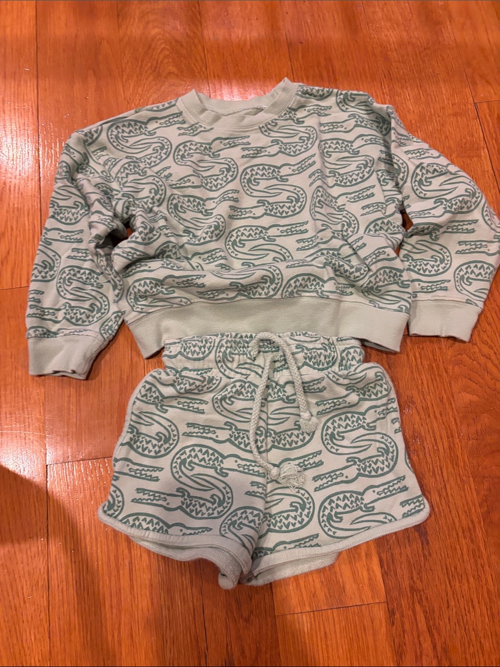 Kids Mint Green Croc Print Sweatshirt Set